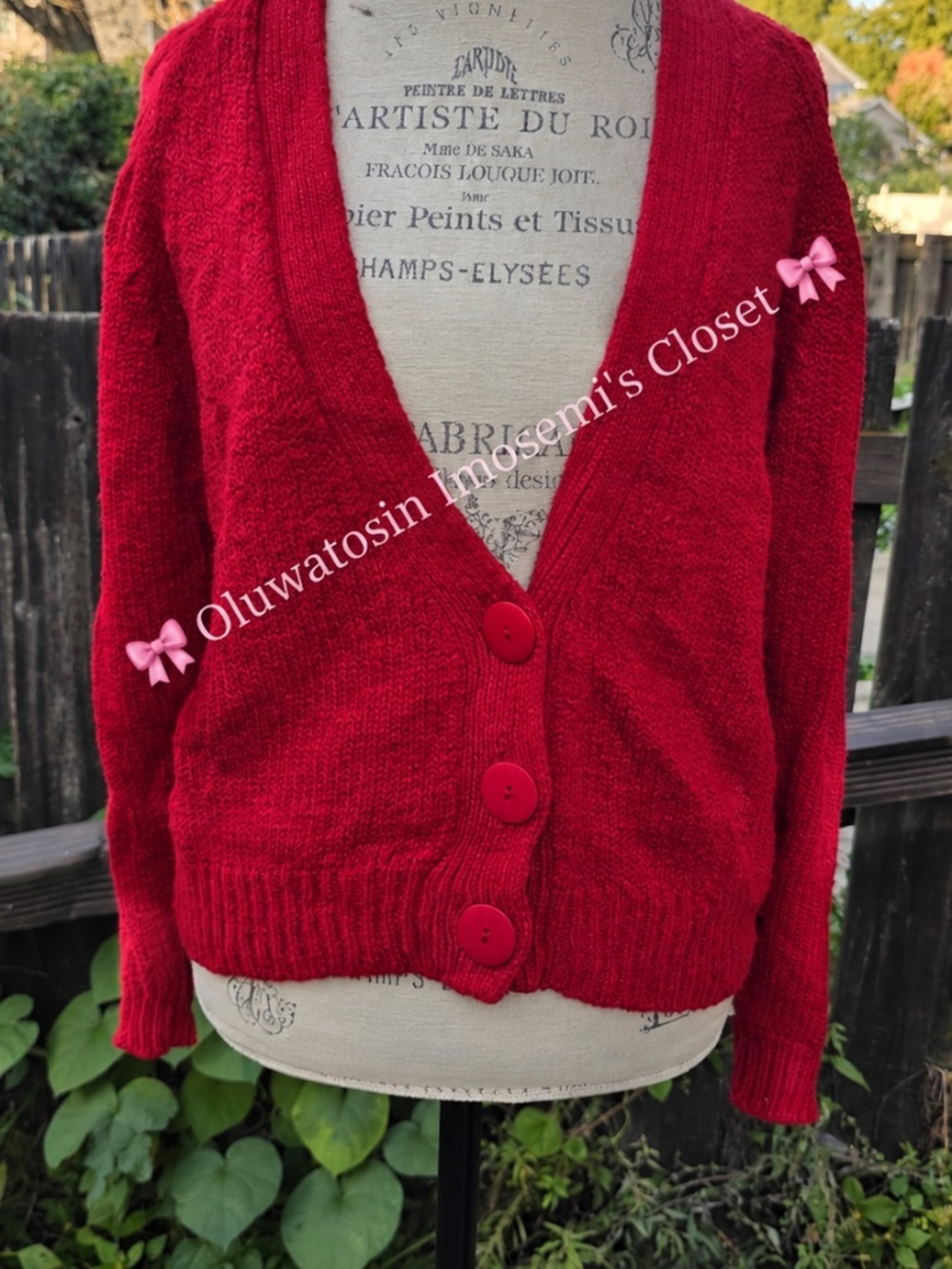 Red Textured Cardigan - Picture 3 of 5